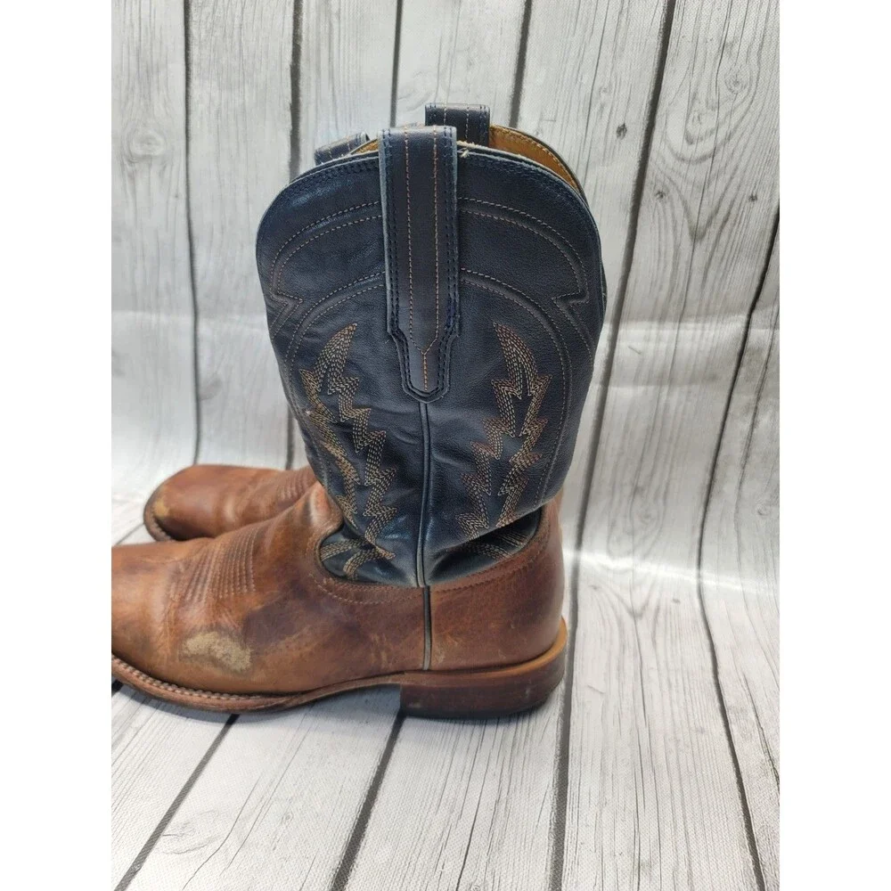 Tecovas The Doc Tan Blue Bison Cowboy Boots Western Men's 10.5 Read Description
